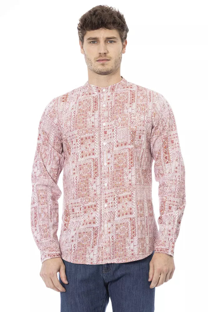 Red Cotton Men Shirt - GlamHub Luxury and Icon Brand Clothing