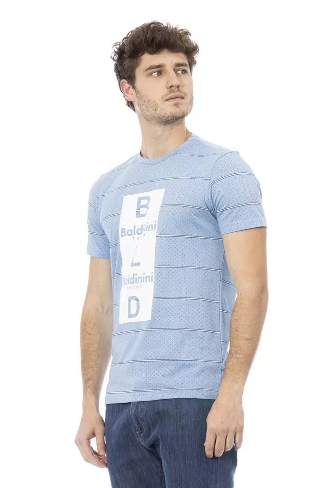 Light Blue Cotton Men T-Shirt - GlamHub Luxury and Icon Brand Clothing