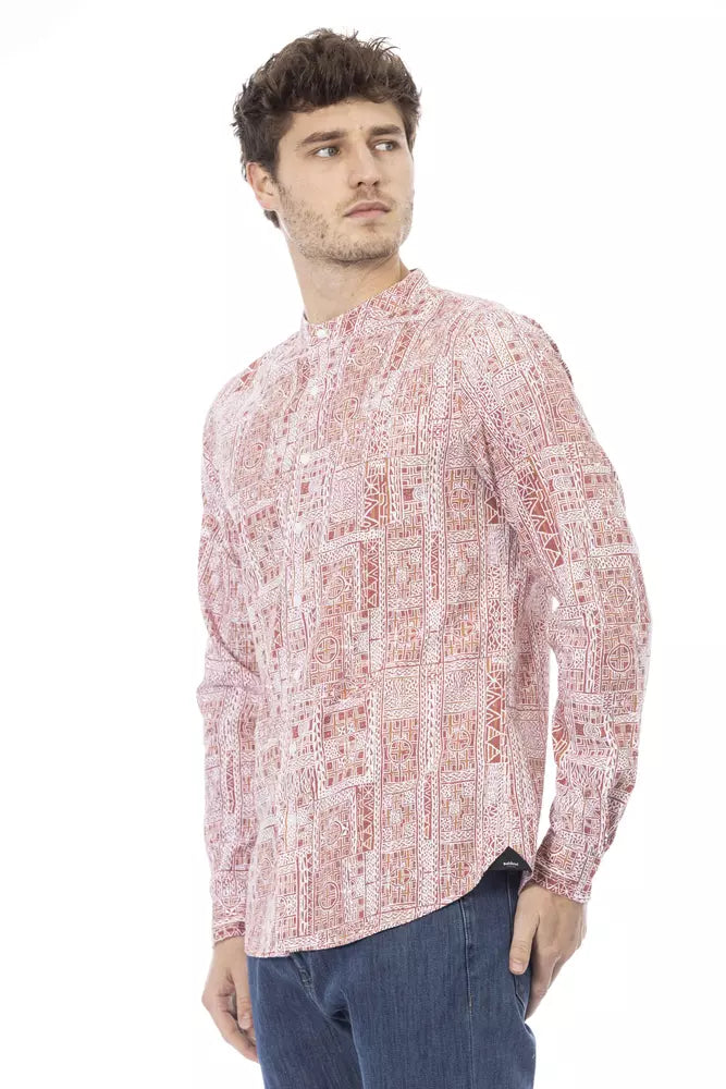 Red Cotton Men Shirt - GlamHub Luxury and Icon Brand Clothing