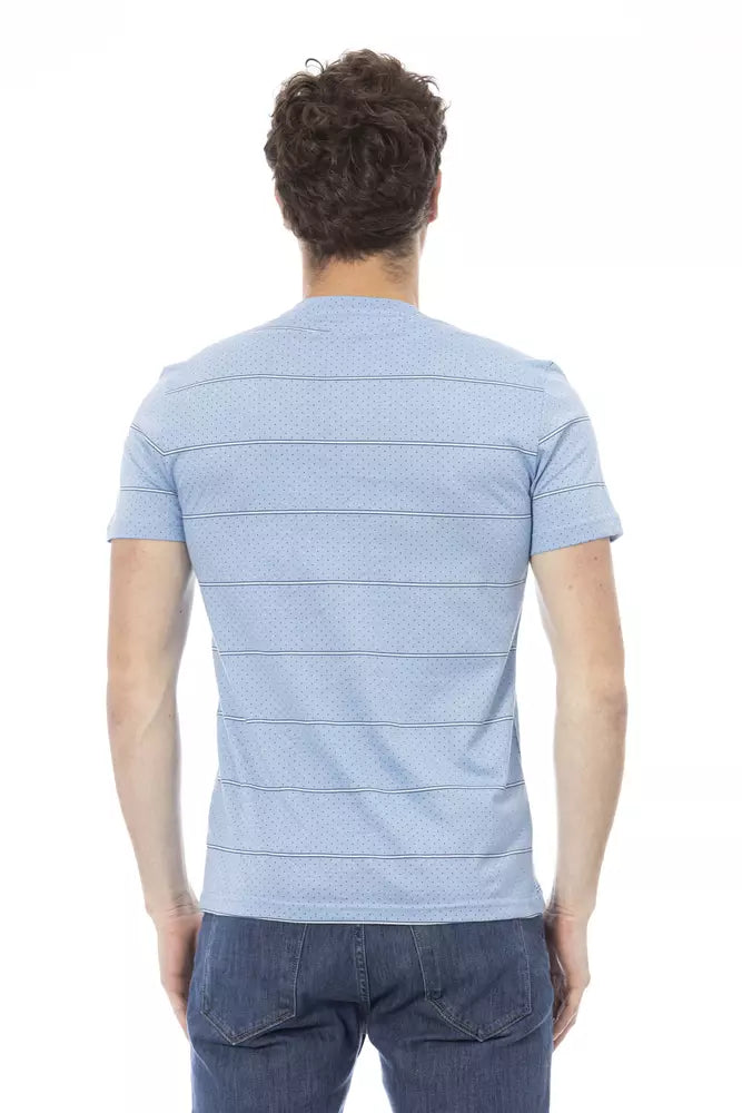 Light Blue Cotton Men T-Shirt - GlamHub Luxury and Icon Brand Clothing