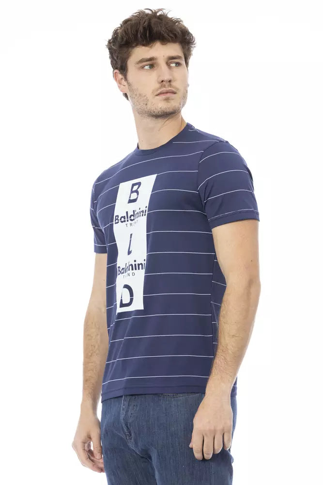 Blue Cotton Men T-Shirt - GlamHub Luxury and Icon Brand Clothing