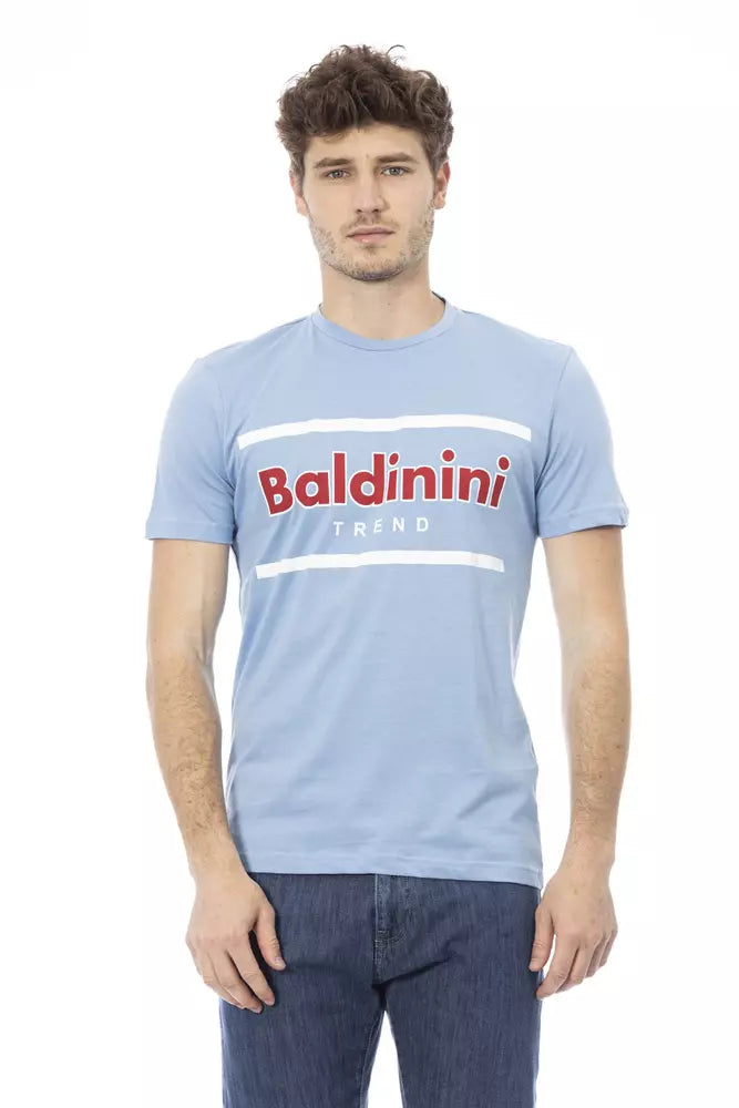 Light Blue Cotton Men T-Shirt - GlamHub Luxury and Icon Brand Clothing