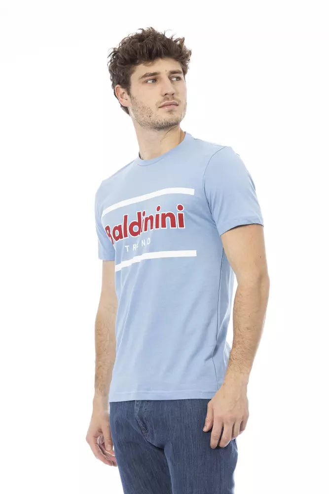 Light Blue Cotton Men T-Shirt - GlamHub Luxury and Icon Brand Clothing