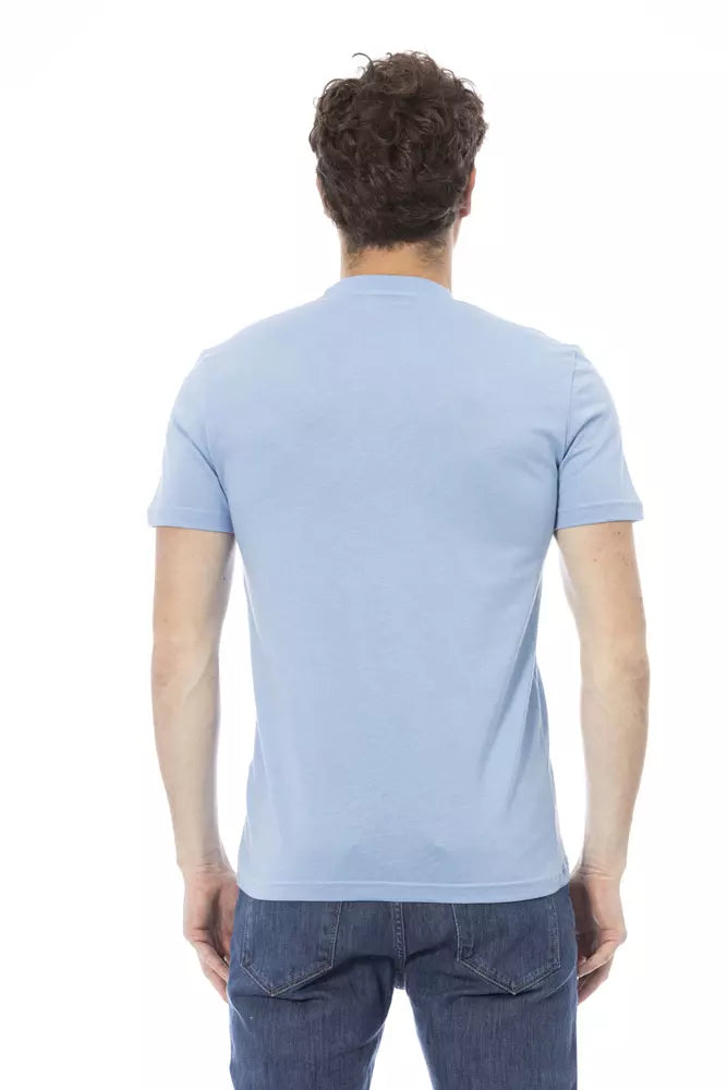 Light Blue Cotton Men T-Shirt - GlamHub Luxury and Icon Brand Clothing