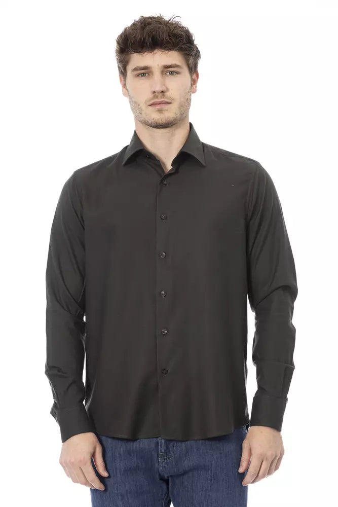 Green Cotton Men Shirt - GlamHub Luxury and Icon Brand Clothing