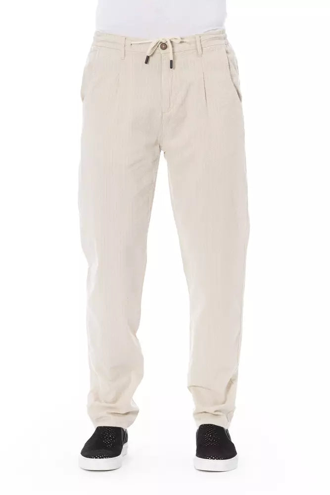 Beige Cotton Men Chino Pants - GlamHub Luxury and Icon Brand Clothing