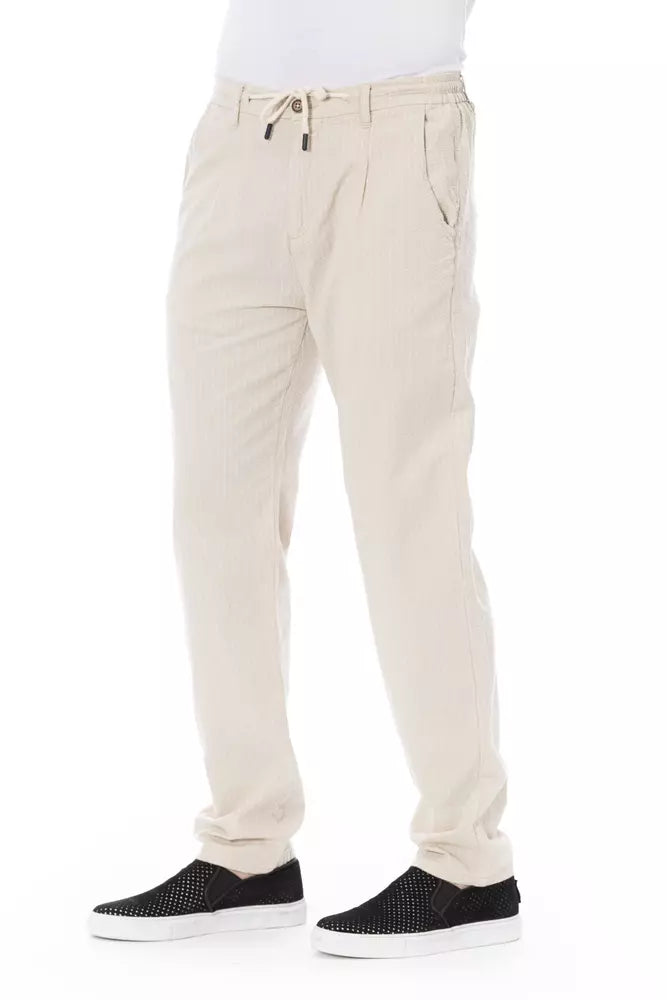 Beige Cotton Men Chino Pants - GlamHub Luxury and Icon Brand Clothing