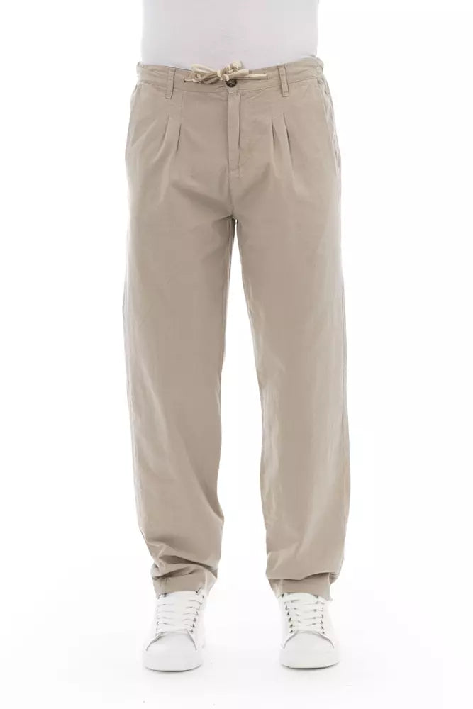 Beige Cotton Men Chino Pants - GlamHub Luxury and Icon Brand Clothing