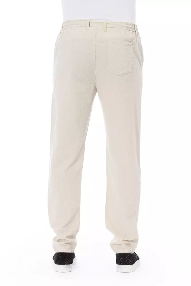 Beige Cotton Men Chino Pants - GlamHub Luxury and Icon Brand Clothing