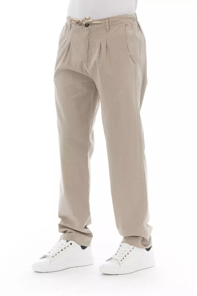 Beige Cotton Men Chino Pants - GlamHub Luxury and Icon Brand Clothing