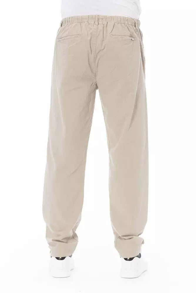 Beige Cotton Men Chino Pants - GlamHub Luxury and Icon Brand Clothing