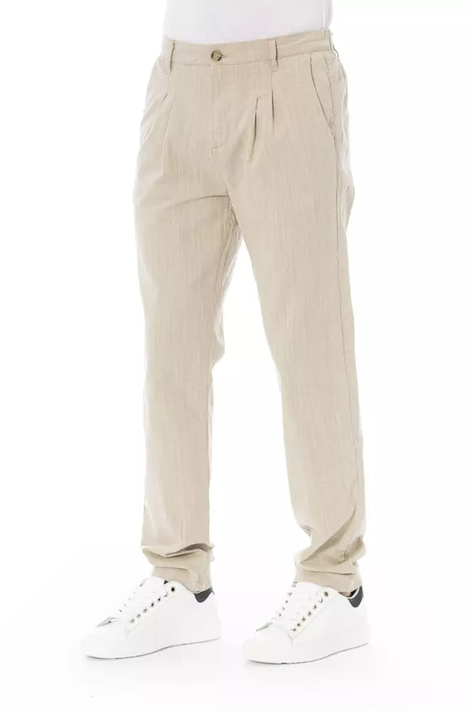 Beige Cotton Men Chino Pants - GlamHub Luxury and Icon Brand Clothing