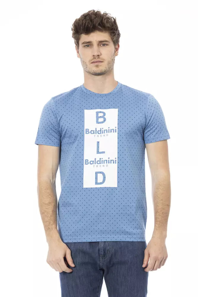 Light Blue Cotton Men T-Shirt - GlamHub Luxury and Icon Brand Clothing