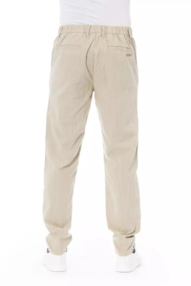 Beige Cotton Men Chino Pants - GlamHub Luxury and Icon Brand Clothing