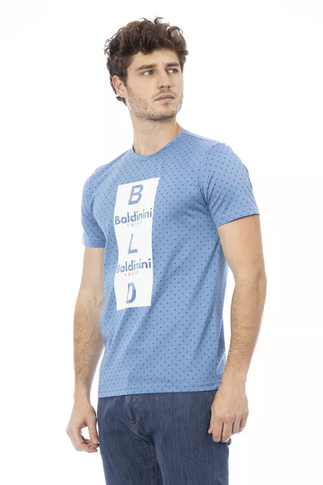 Light Blue Cotton Men T-Shirt - GlamHub Luxury and Icon Brand Clothing