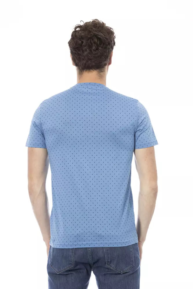 Light Blue Cotton Men T-Shirt - GlamHub Luxury and Icon Brand Clothing