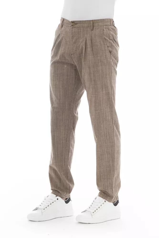 Beige Cotton Men Chino Trousers - GlamHub Luxury and Icon Brand Clothing