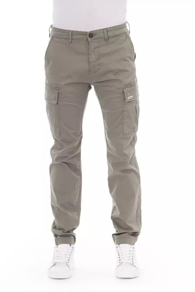 Beige Cotton Men Cargo Pant - GlamHub Luxury and Icon Brand Clothing