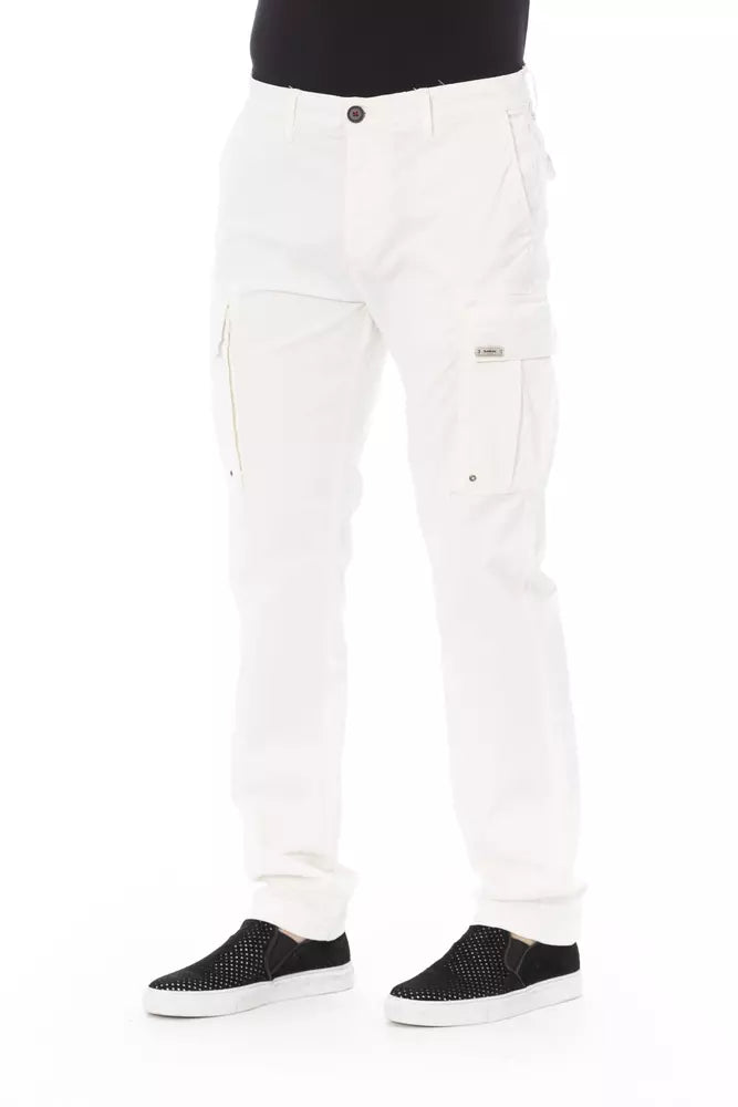 White Cotton Men Cargo Pant - GlamHub Luxury and Icon Brand Clothing