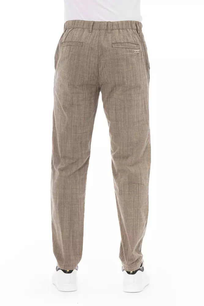 Beige Cotton Men Chino Trousers - GlamHub Luxury and Icon Brand Clothing