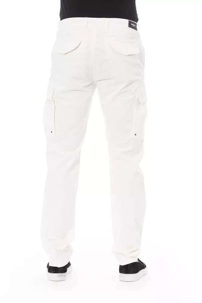 White Cotton Men Cargo Pant - GlamHub Luxury and Icon Brand Clothing