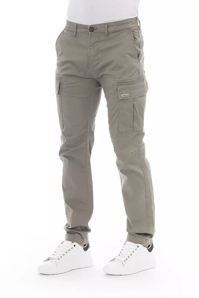 Beige Cotton Men Cargo Pant - GlamHub Luxury and Icon Brand Clothing