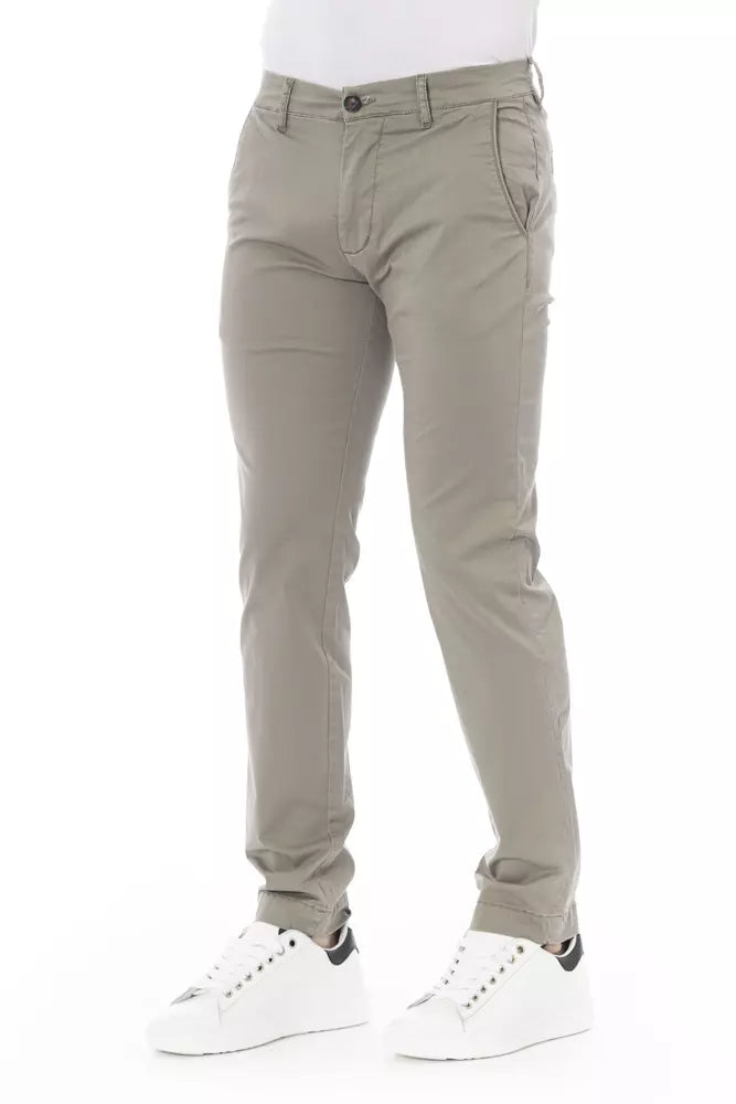 Beige Cotton Men Chino - GlamHub Luxury and Icon Brand Clothing