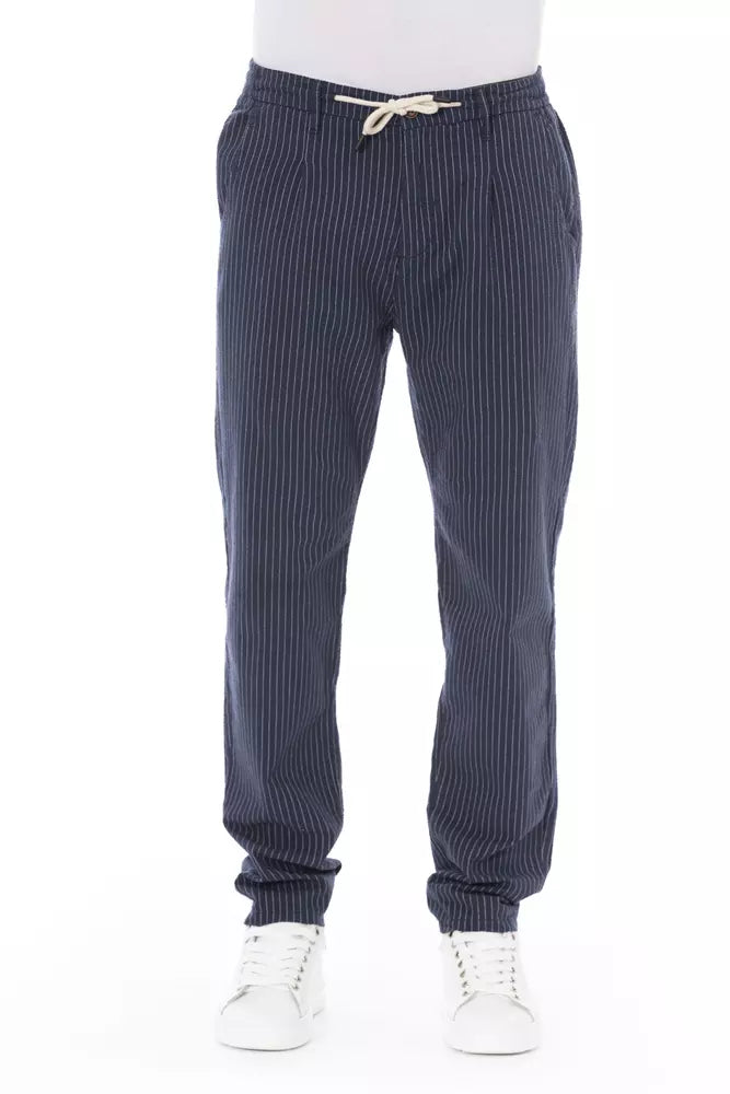 Blue Cotton Men Chino Pant - GlamHub Luxury and Icon Brand Clothing