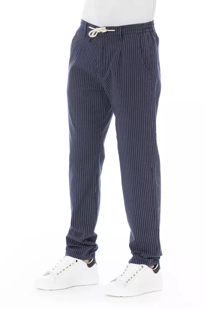 Blue Cotton Men Chino Pant - GlamHub Luxury and Icon Brand Clothing