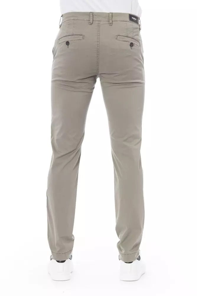 Beige Cotton Men Chino - GlamHub Luxury and Icon Brand Clothing