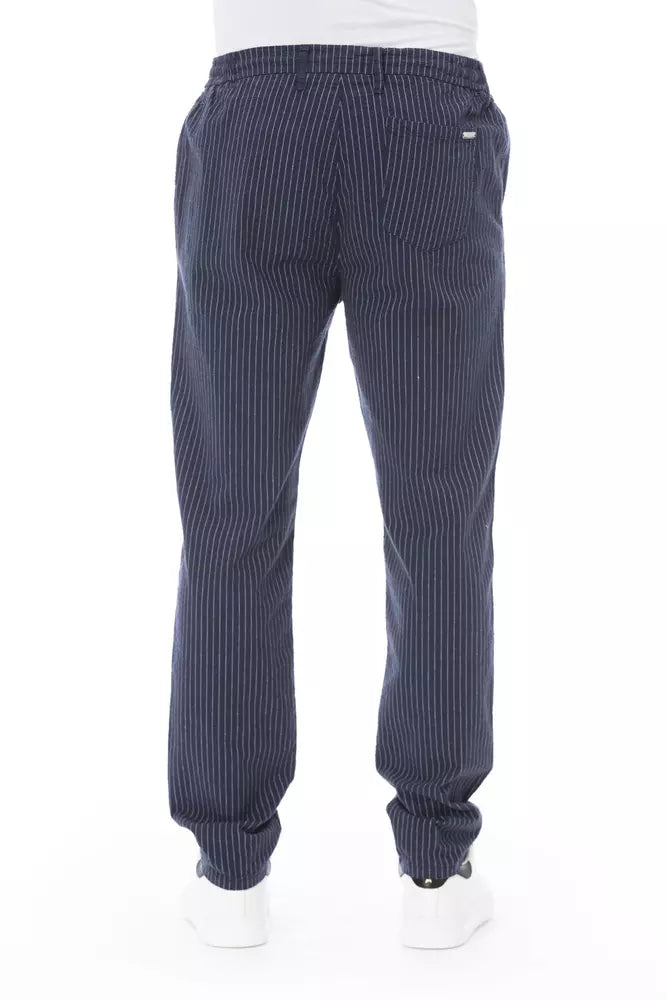 Blue Cotton Men Chino Pant - GlamHub Luxury and Icon Brand Clothing