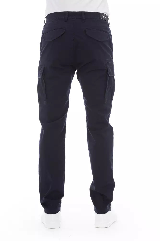 Blue Cotton Men Cargo Trouser - GlamHub Luxury and Icon Brand Clothing