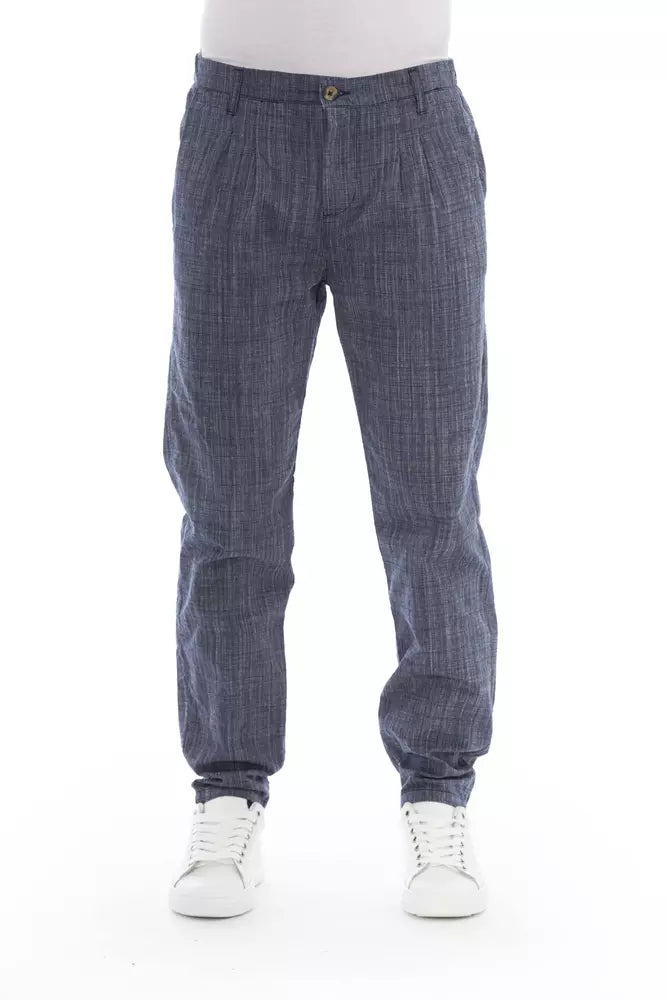 Blue Cotton Men Chino Pants - GlamHub Luxury and Icon Brand Clothing