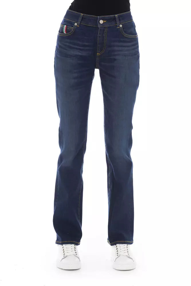 Blue Cotton Women's Jeans - GlamHub Luxury and Icon Brand Clothing