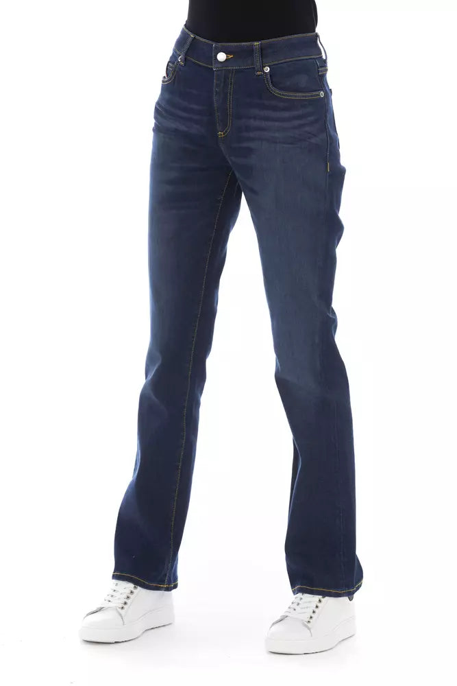 Blue Cotton Women's Jeans - GlamHub Luxury and Icon Brand Clothing