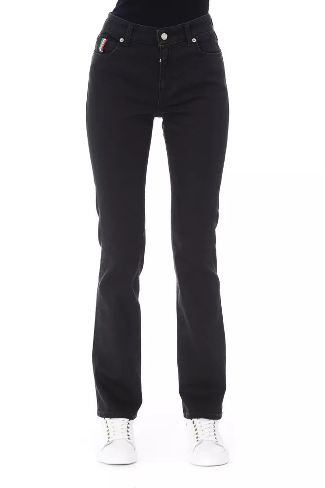 Black Cotton Women Jeans - GlamHub Luxury and Icon Brand Clothing