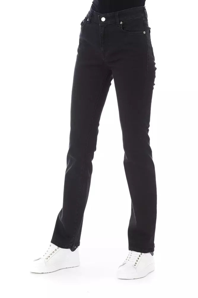 Black Cotton Women Jeans - GlamHub Luxury and Icon Brand Clothing