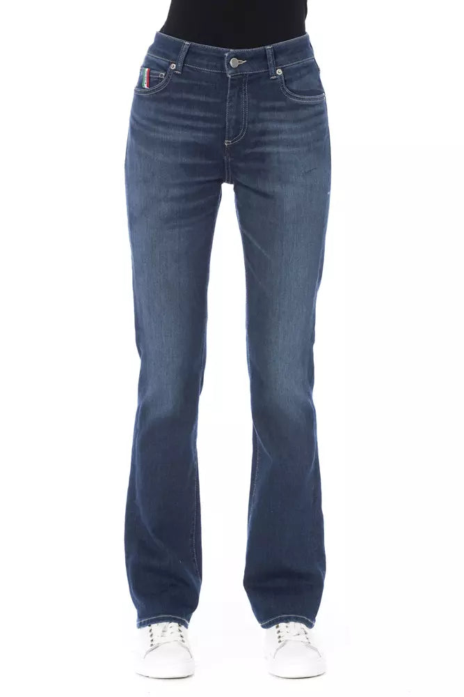 Blue Cotton Women Jeans - GlamHub Luxury and Icon Brand Clothing