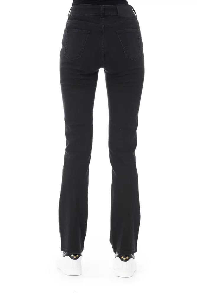 Black Cotton Women Jeans - GlamHub Luxury and Icon Brand Clothing