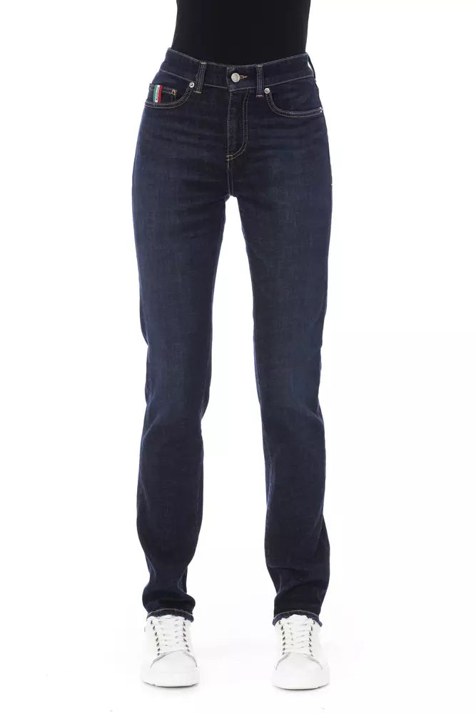 Blue Cotton Women Jeans - GlamHub Luxury and Icon Brand Clothing