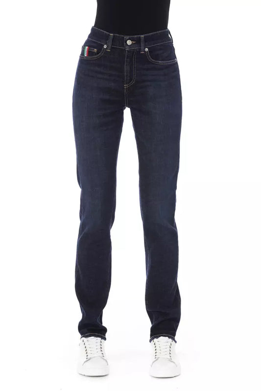 Blue Cotton Women Jeans - GlamHub Luxury and Icon Brand Clothing