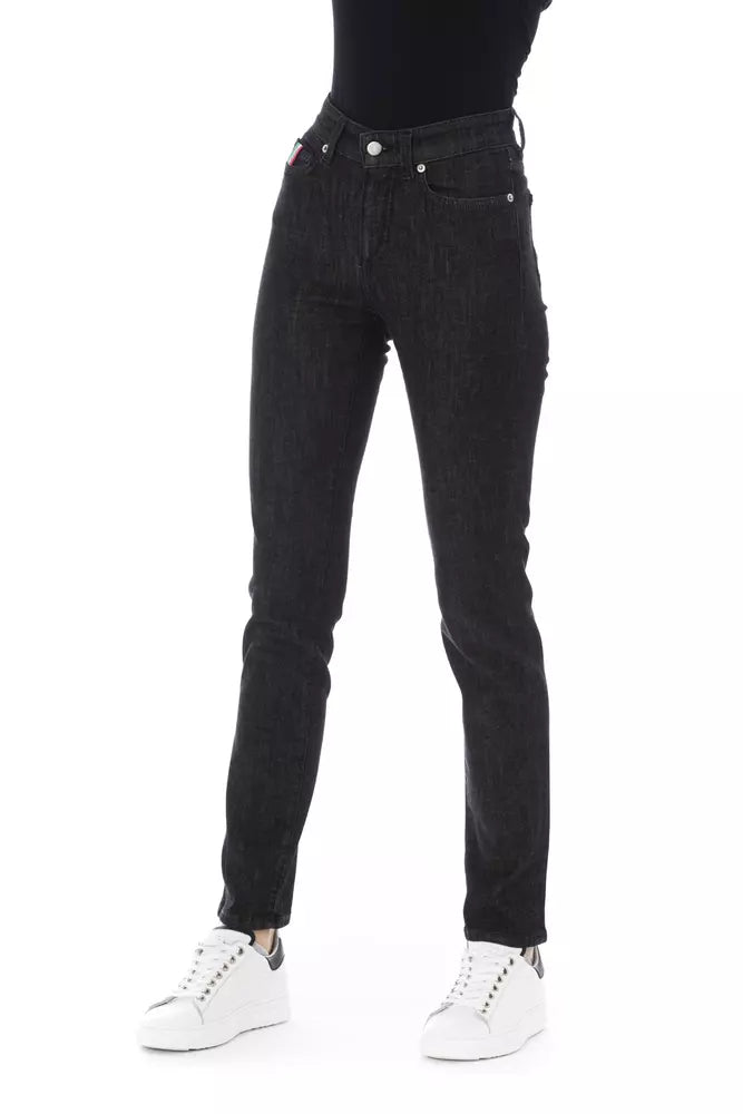 Black Cotton Women Jeans - GlamHub Luxury and Icon Brand Clothing