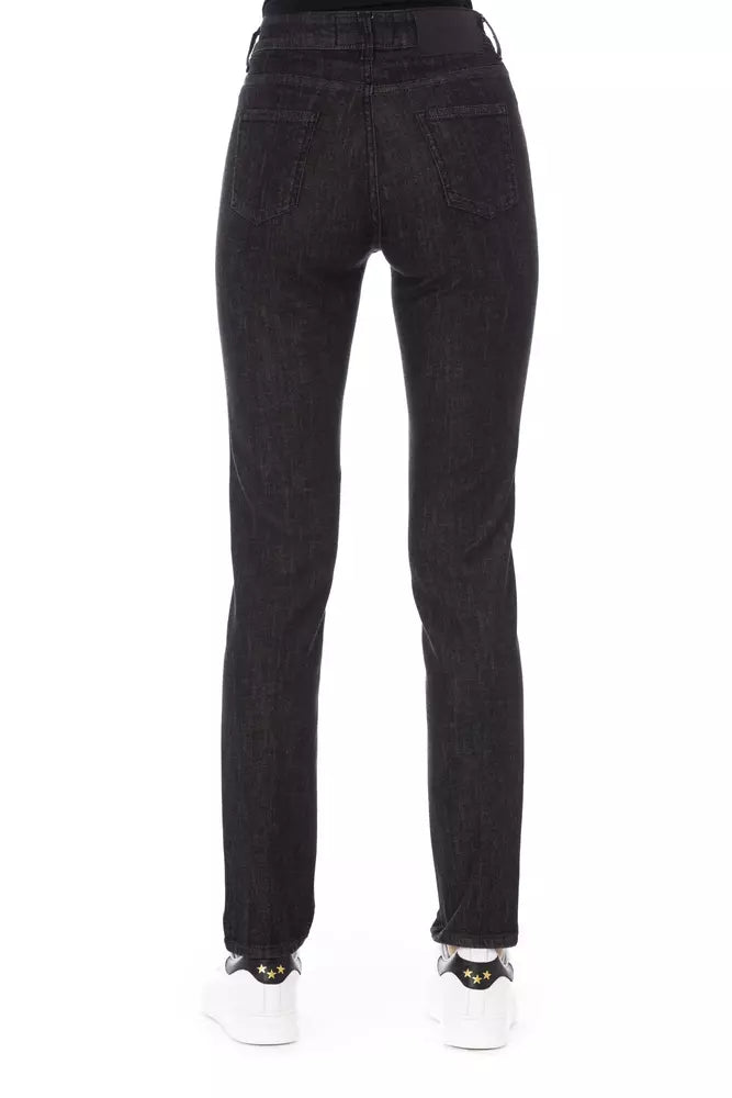 Black Cotton Women Jeans - GlamHub Luxury and Icon Brand Clothing