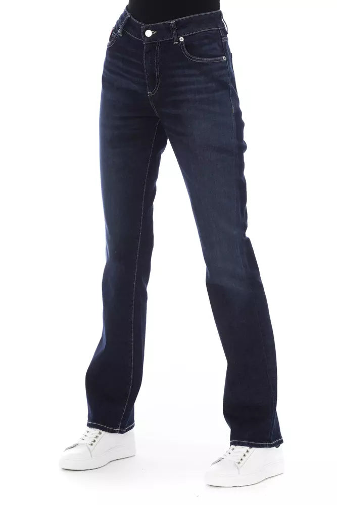 Blue Cotton Women Jeans - GlamHub Luxury and Icon Brand Clothing