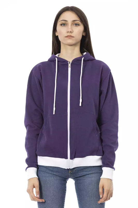 Purple Cotton Women Sweater - GlamHub Luxury and Icon Brand Clothing