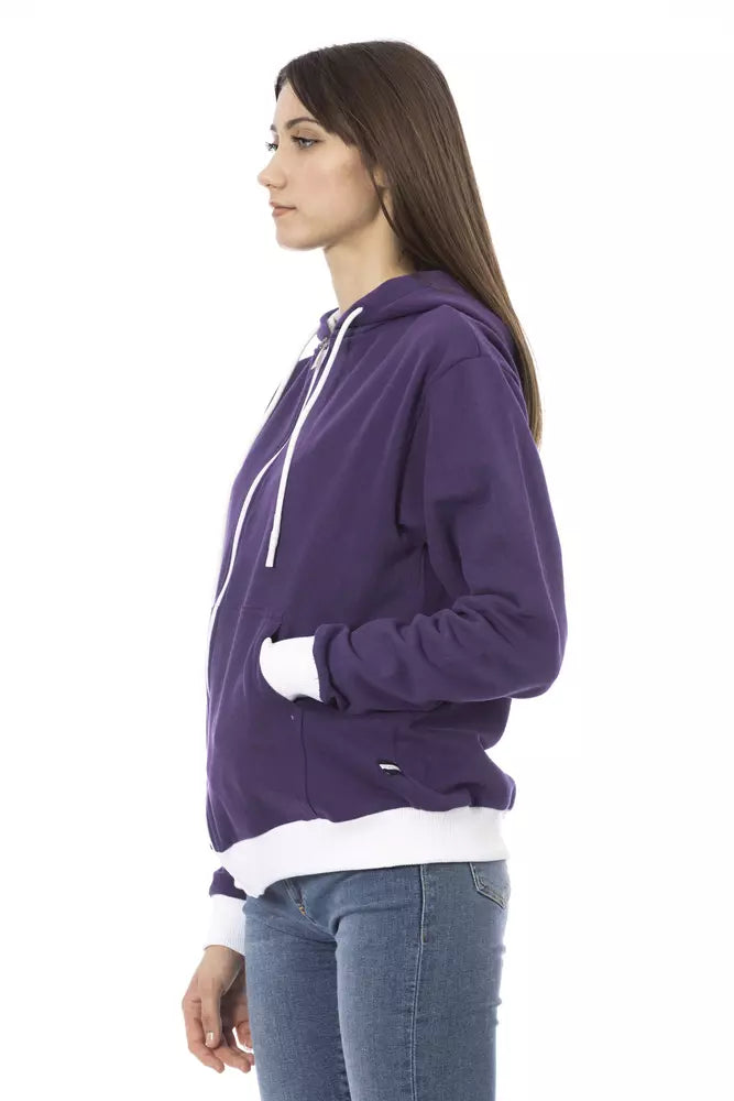 Purple Cotton Women Sweater - GlamHub Luxury and Icon Brand Clothing