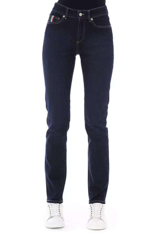 Blue Cotton Women Jeans - GlamHub Luxury and Icon Brand Clothing