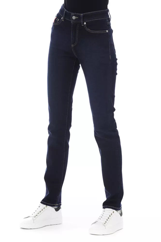 Blue Cotton Women Jeans - GlamHub Luxury and Icon Brand Clothing