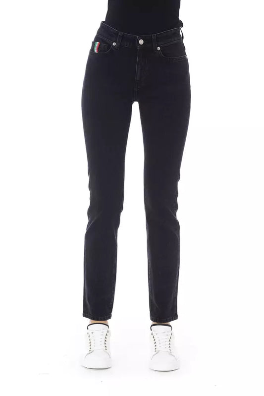 Black Cotton Women Jeans - GlamHub Luxury and Icon Brand Clothing