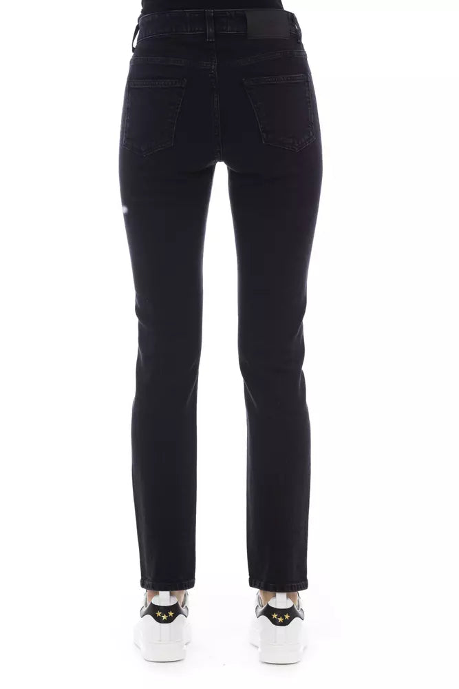 Black Cotton Women Jeans - GlamHub Luxury and Icon Brand Clothing